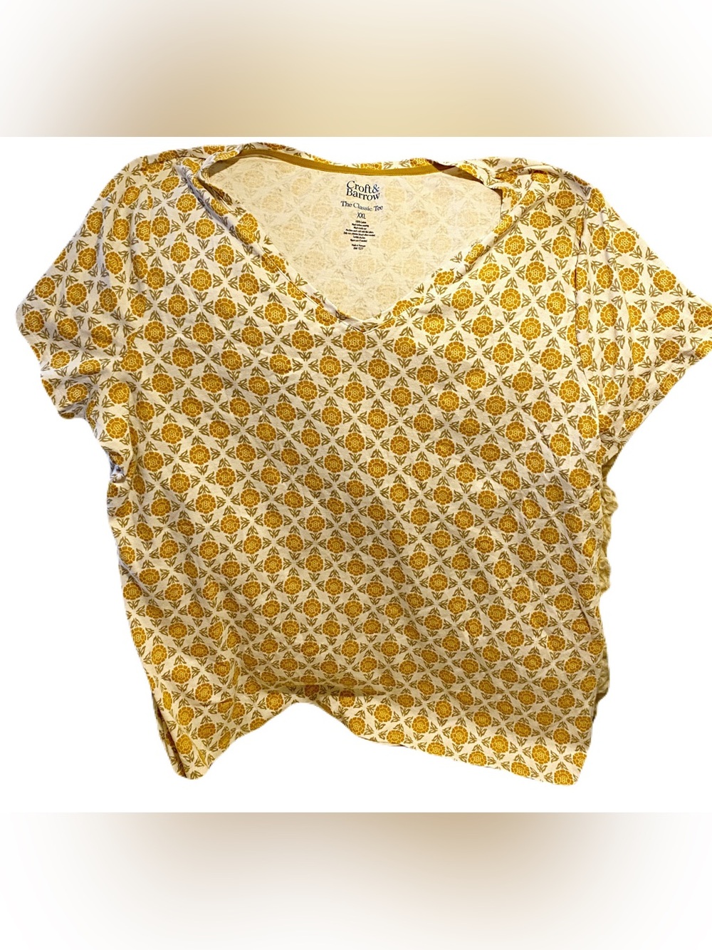 Croft & Barrow Yellow Floral Shirts Short Sleeve 100% Cotton Size XXL